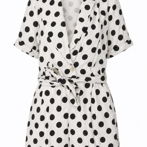 Topshop Womens Ivory Polka Dot Viscose Playsuit One-Piece Size 4 Zip