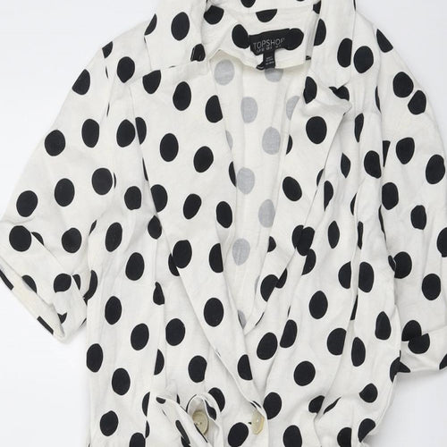 Topshop Womens Ivory Polka Dot Viscose Playsuit One-Piece Size 4 Zip