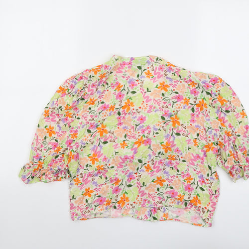 ASOS Womens Multicoloured Floral Viscose Cropped Button-Up Size 16 V-Neck