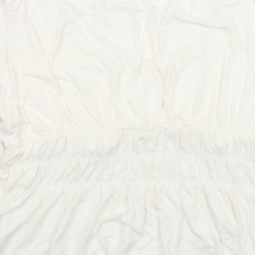 Marks and Spencer Womens Ivory Viscose Basic Blouse Size 18 Square Neck