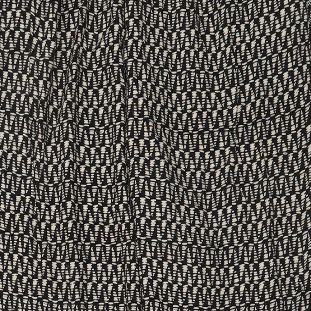 Saloos Womens Black Geometric Viscose Trousers Size 18 L22 in Regular Drawstring