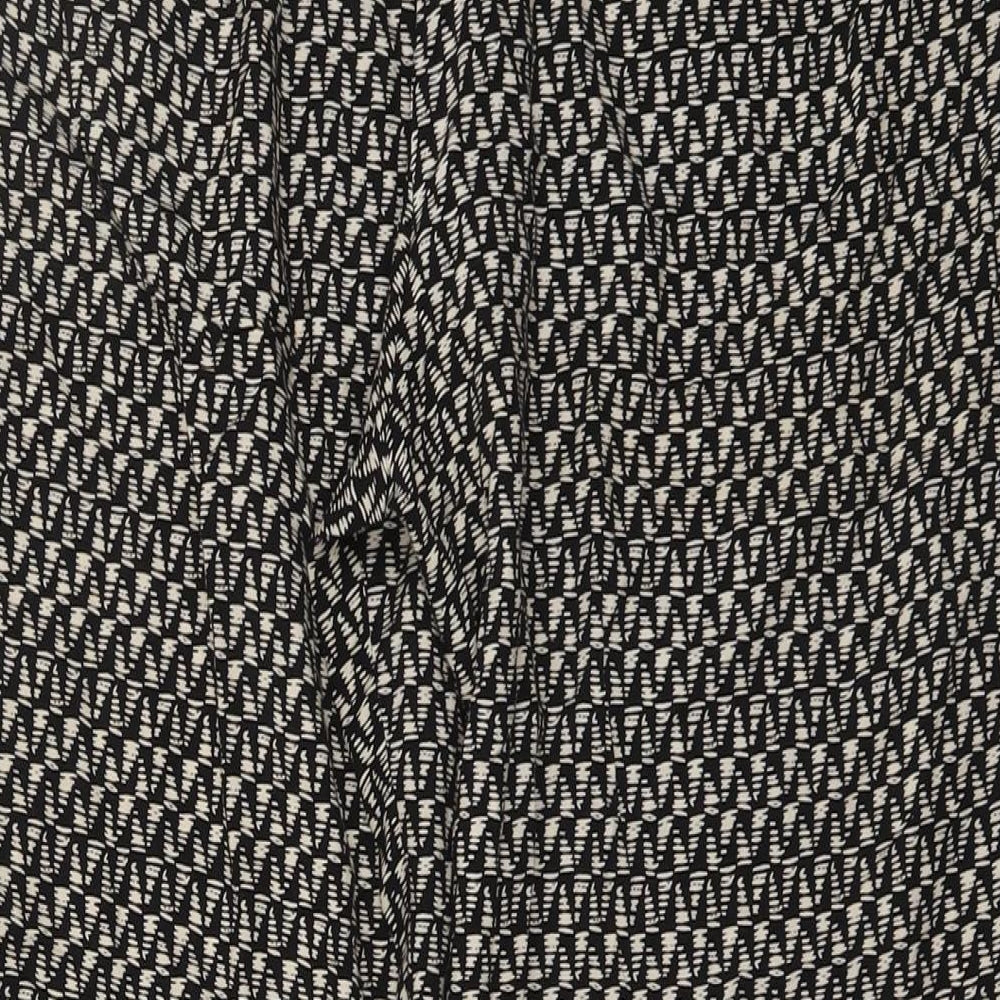 Saloos Womens Black Geometric Viscose Trousers Size 18 L22 in Regular Drawstring