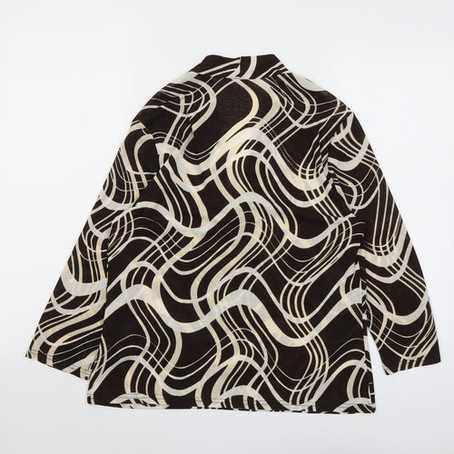 Berkertex Womens Brown Geometric Polyester Basic Blouse Size 16 V-Neck