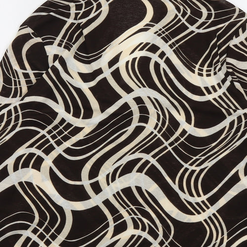 Berkertex Womens Brown Geometric Polyester Basic Blouse Size 16 V-Neck