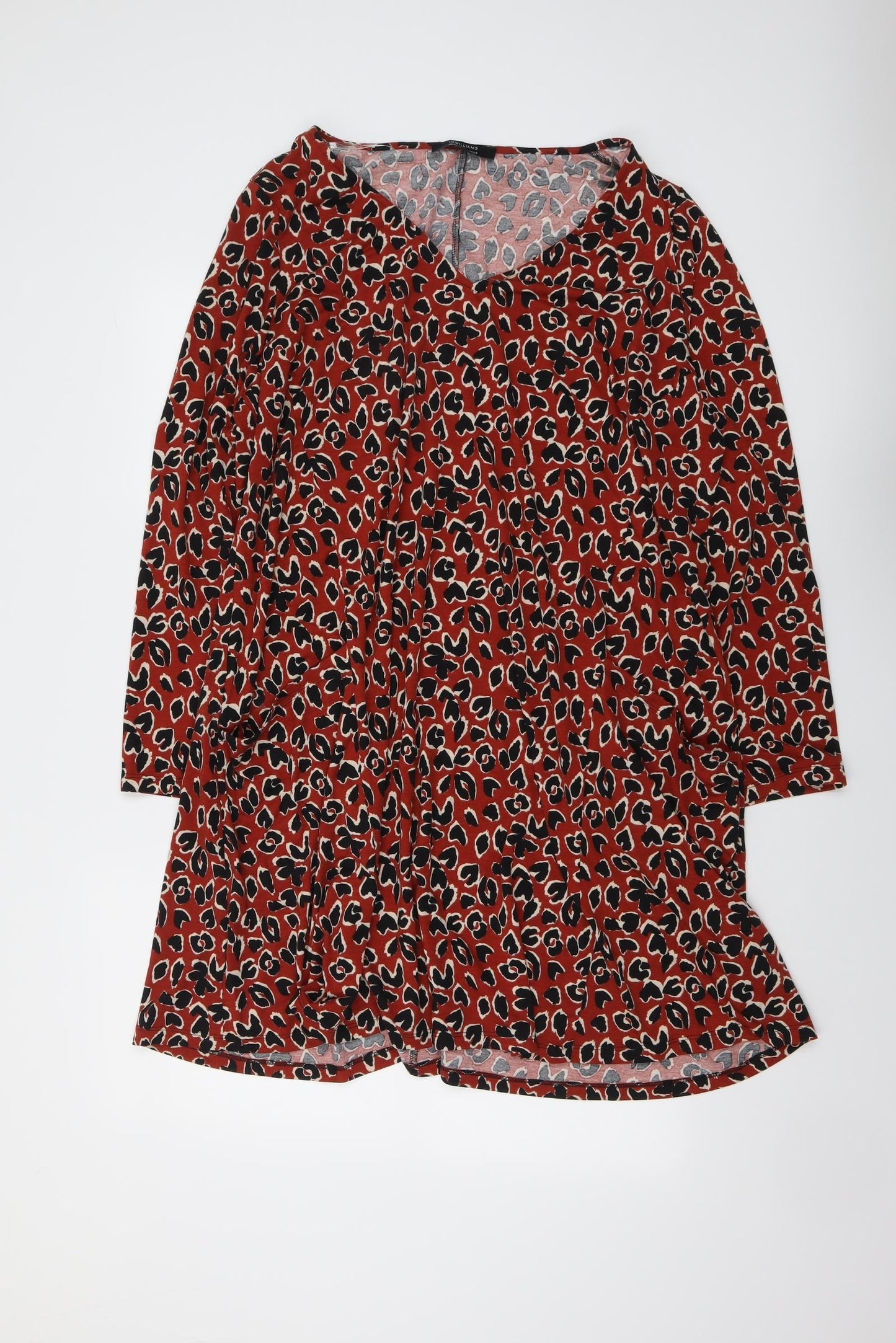 JD Williams Womens Red Geometric Polyester A-Line Size 24 Round Neck Pullover