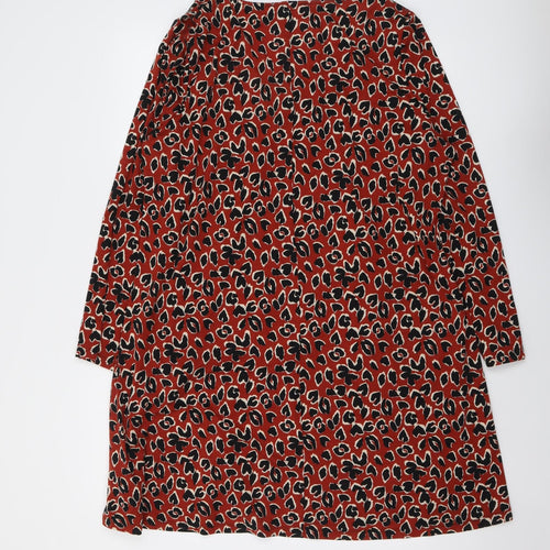 JD Williams Womens Red Geometric Polyester A-Line Size 24 Round Neck Pullover