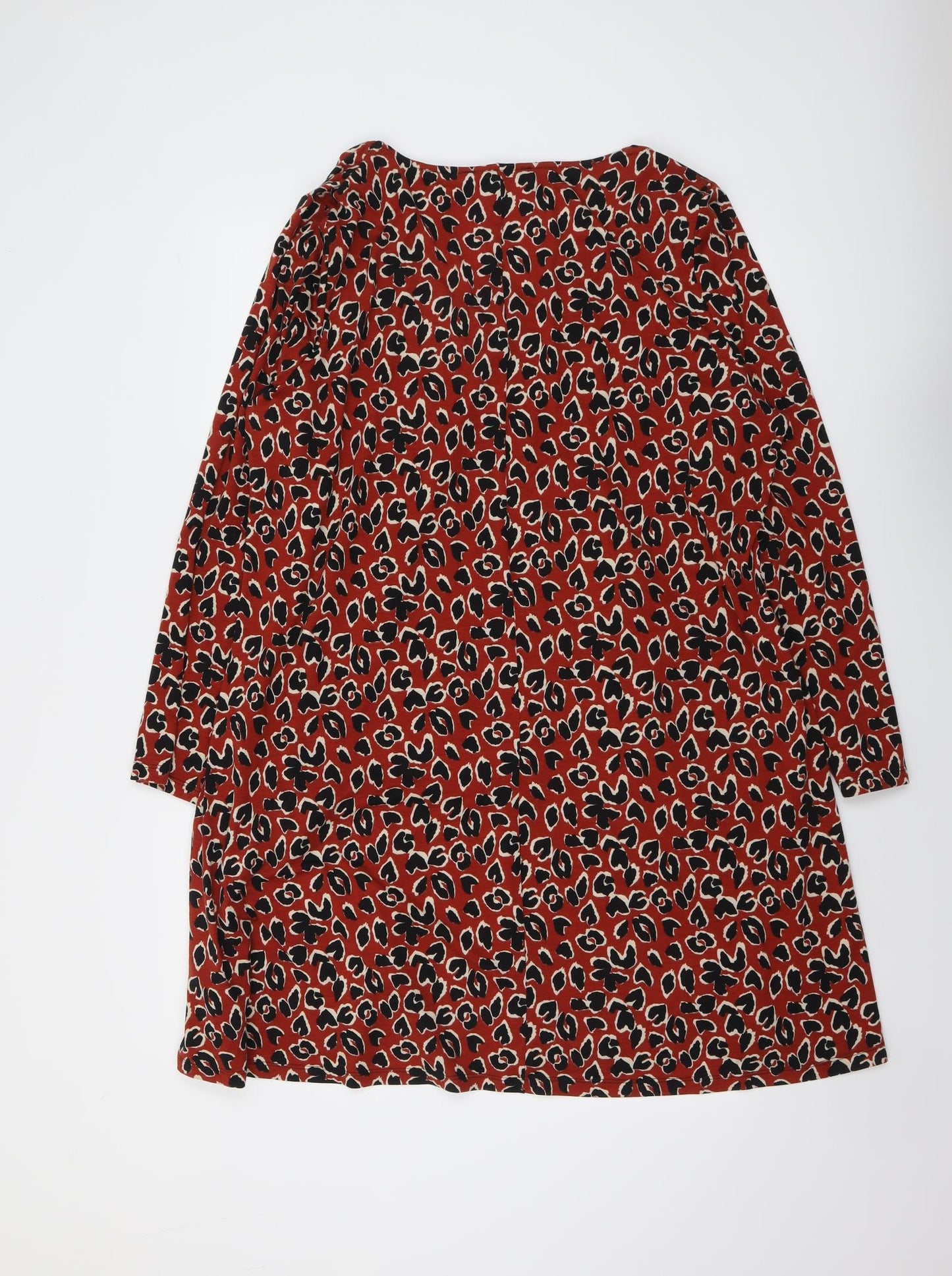 JD Williams Womens Red Geometric Polyester A-Line Size 24 Round Neck Pullover