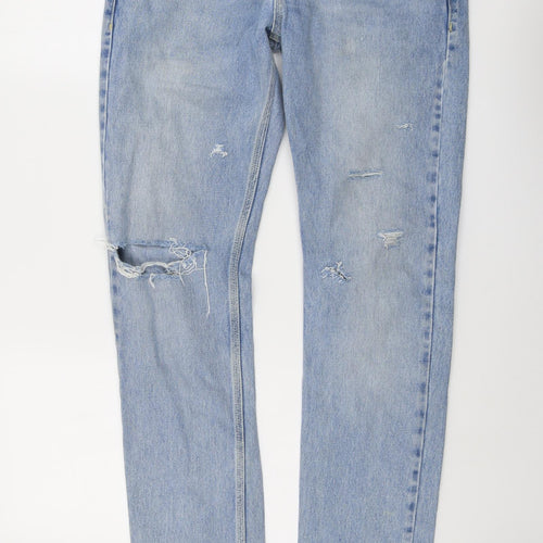 Topman Mens Blue Cotton Skinny Jeans Size 32 in L33 in Regular Button