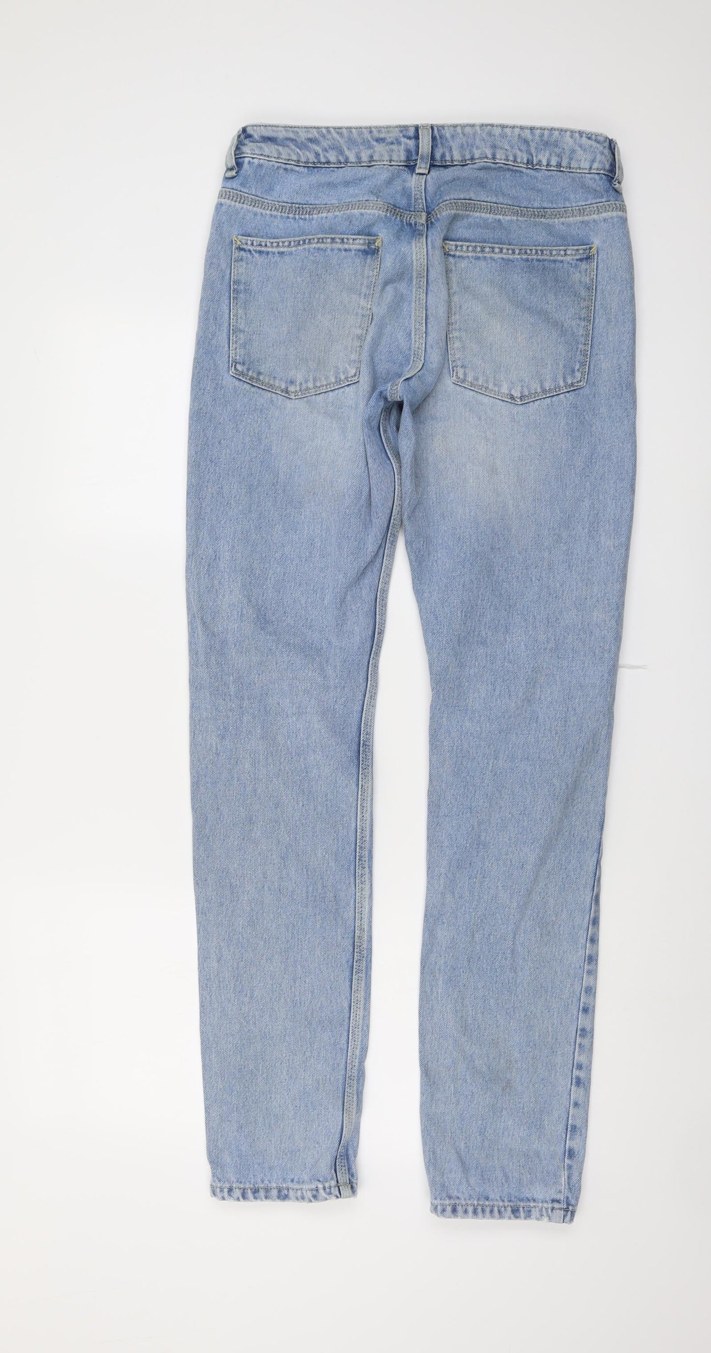 Topman Mens Blue Cotton Skinny Jeans Size 32 in L33 in Regular Button