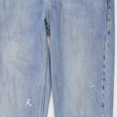 Topman Mens Blue Cotton Skinny Jeans Size 32 in L33 in Regular Button