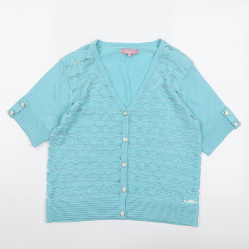 SaSa Womens Blue V-Neck Acrylic Cardigan Jumper Size S