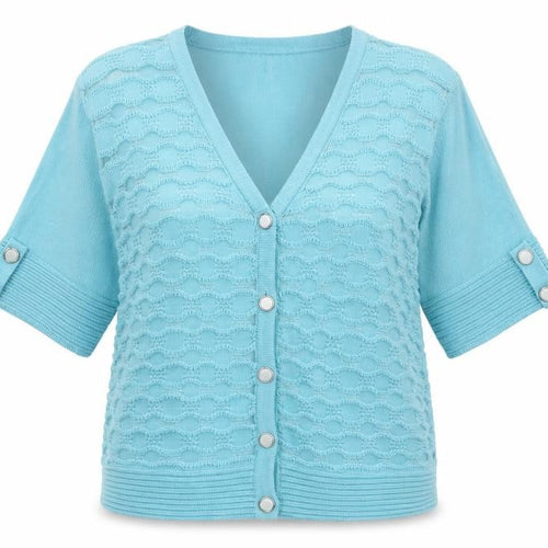 SaSa Womens Blue V-Neck Acrylic Cardigan Jumper Size S