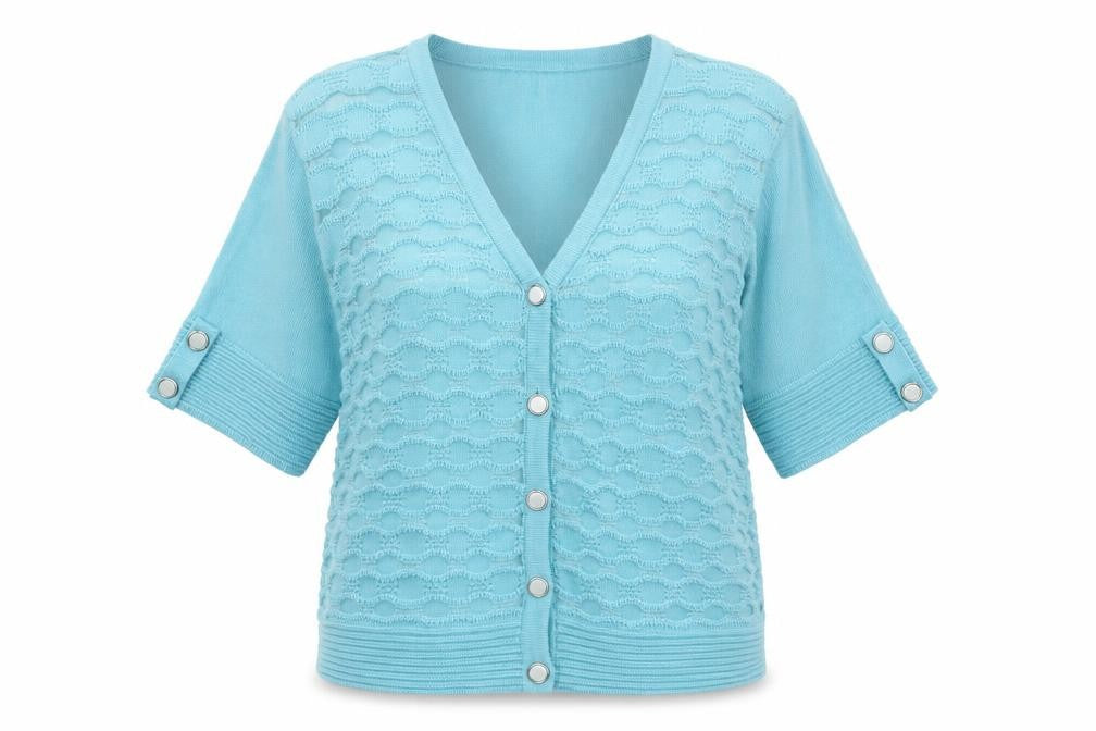 SaSa Womens Blue V-Neck Acrylic Cardigan Jumper Size S