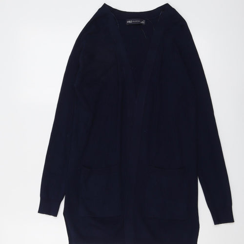 Marks and Spencer Womens Blue V-Neck Viscose Cardigan Jumper Size XS