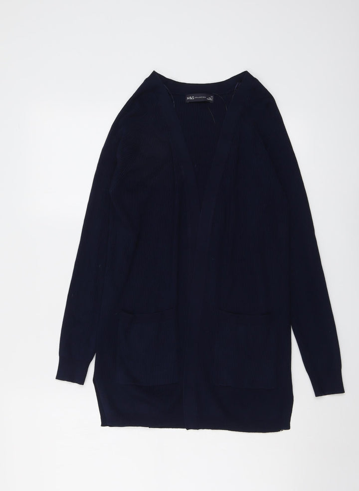 Marks and Spencer Womens Blue V-Neck Viscose Cardigan Jumper Size XS