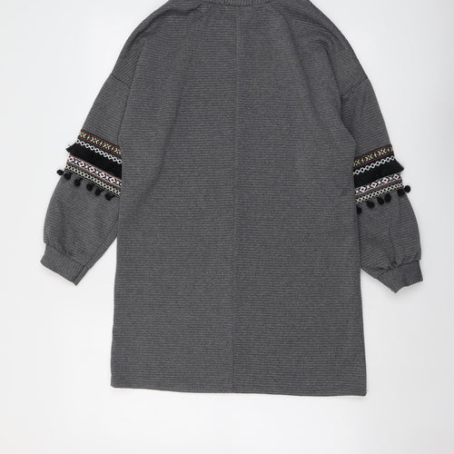 Misspap Womens Grey Polyester Jumper Dress Size S Round Neck Pullover