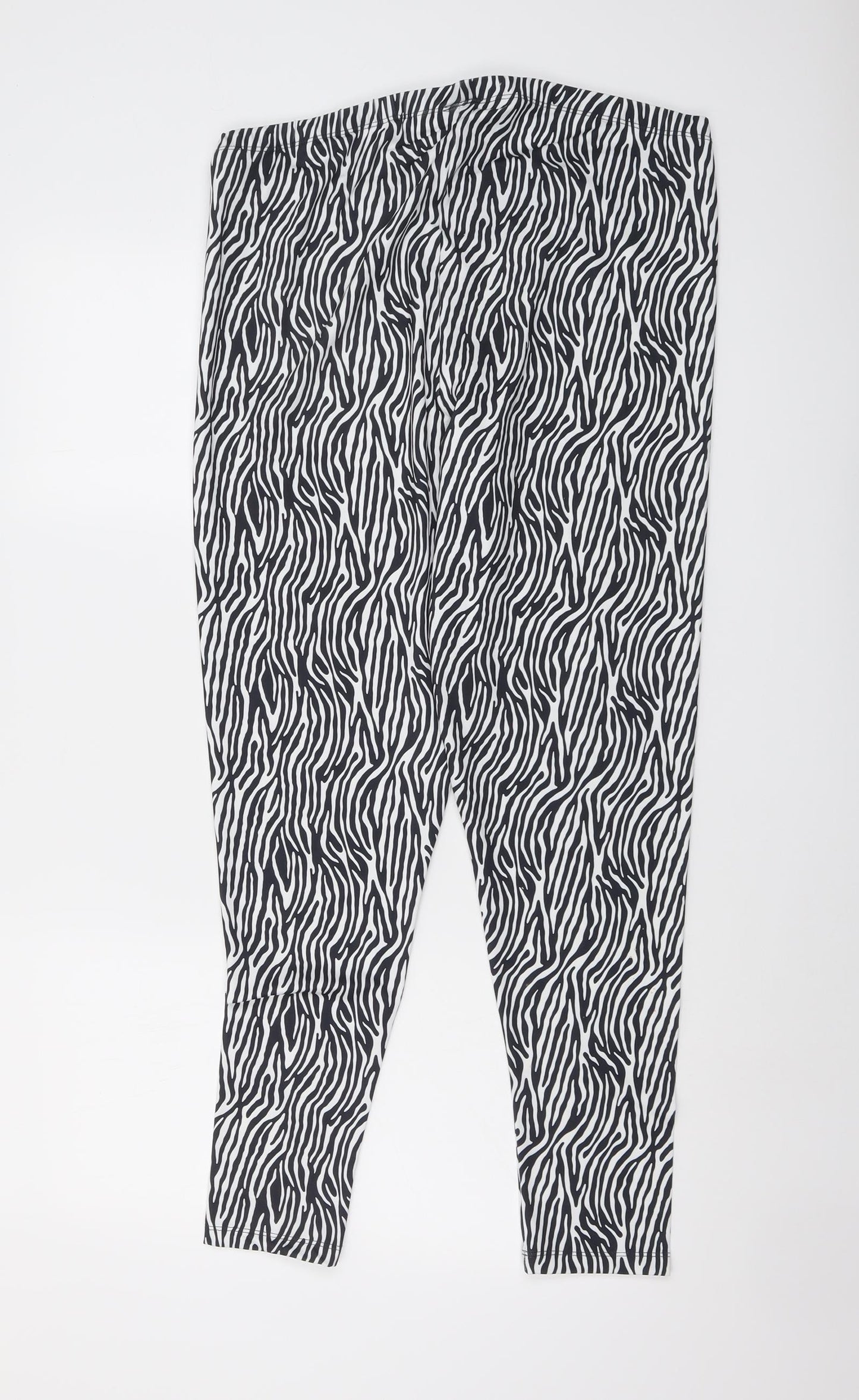 Only Carmakoma Womens Black Animal Print Polyester Carrot Leggings Size M L28 in - Zebra Print