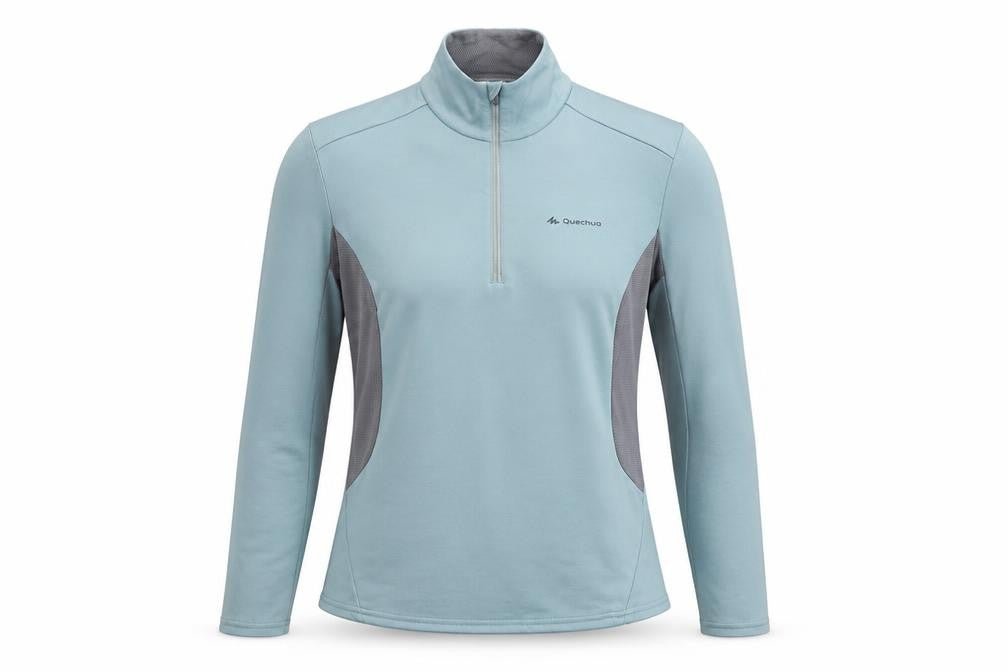 Quechua Womens Blue Colourblock Polyester Pullover Sweatshirt Size L Zip