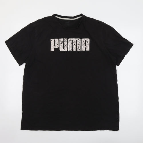 PUMA Mens Black Cotton T-Shirt Size 2XL Round Neck