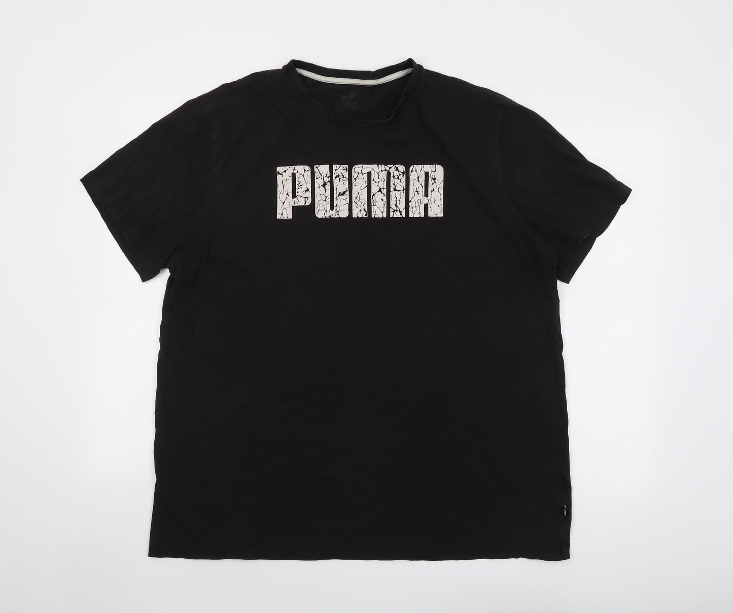 PUMA Mens Black Cotton T-Shirt Size 2XL Round Neck