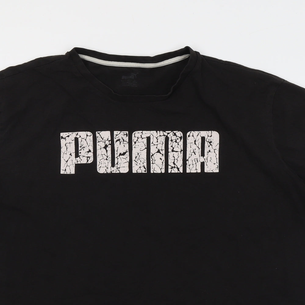 PUMA Mens Black Cotton T-Shirt Size 2XL Round Neck