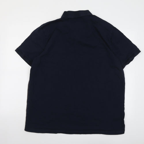 Penguin Mens Blue Colourblock Cotton Polo Size 2XL Collared Button