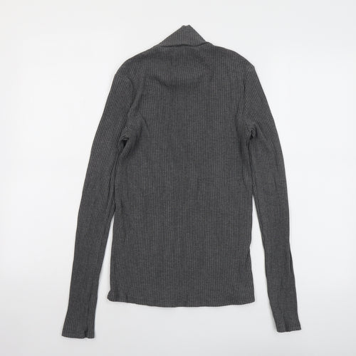 Mango Womens Grey High Neck Acrylic Pullover Jumper Size M