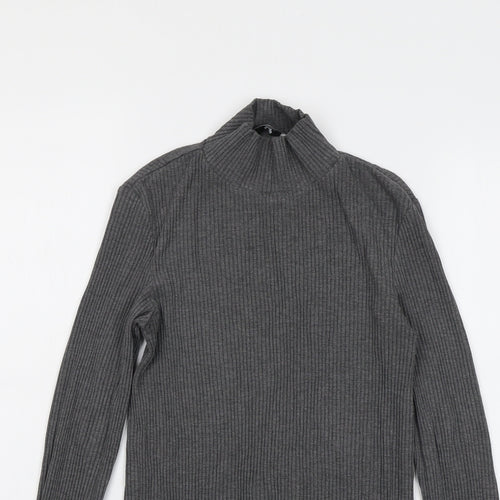 Mango Womens Grey High Neck Acrylic Pullover Jumper Size M