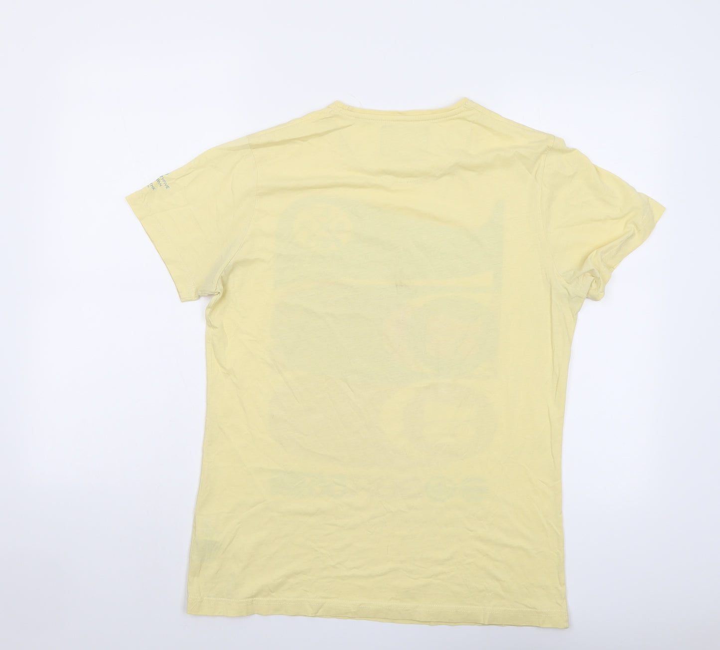 Crosshatch Mens Yellow Cotton T-Shirt Size M Round Neck