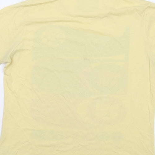 Crosshatch Mens Yellow Cotton T-Shirt Size M Round Neck