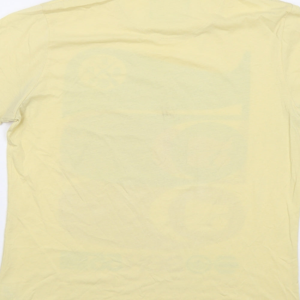 Crosshatch Mens Yellow Cotton T-Shirt Size M Round Neck