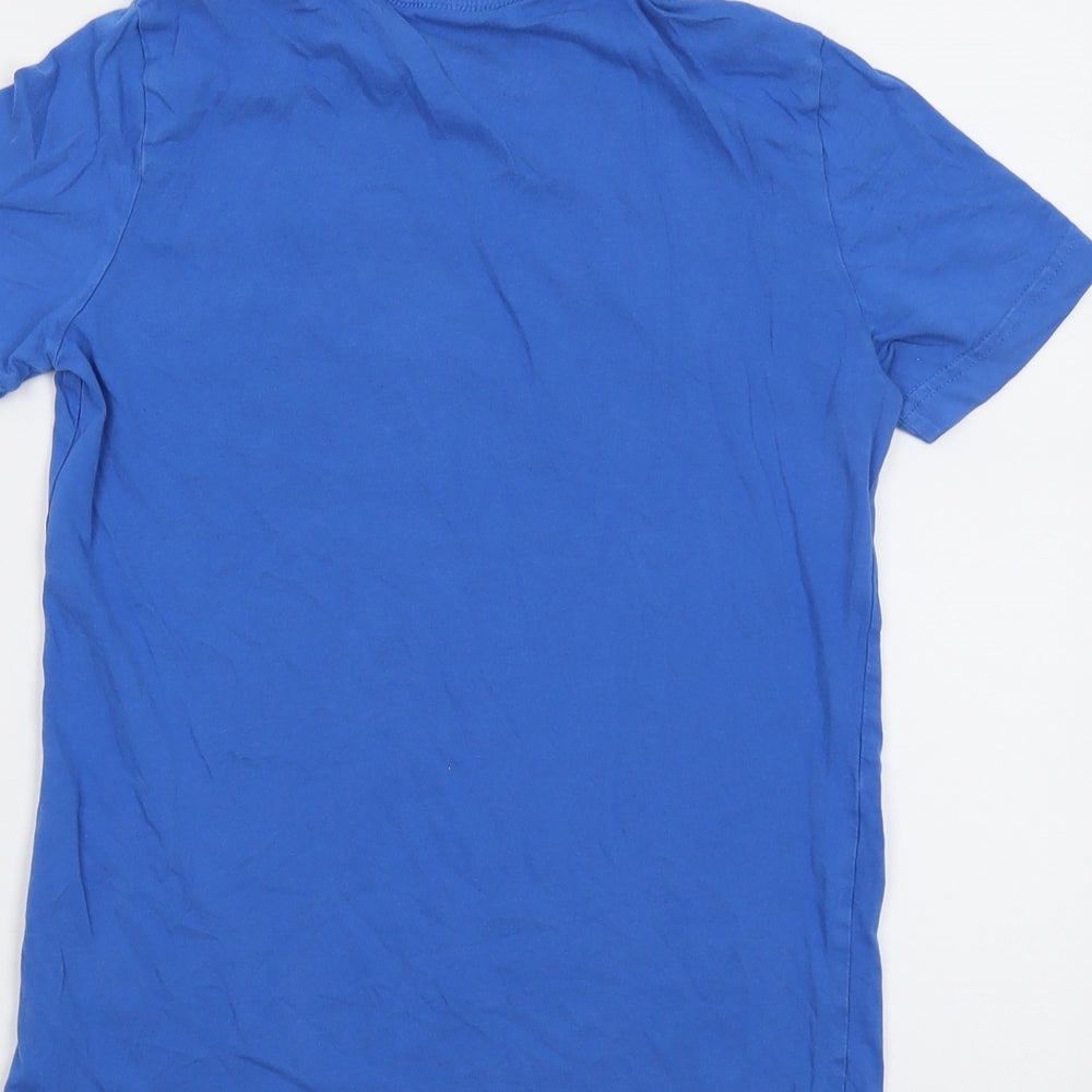 PUMA Boys Blue Cotton Basic T-Shirt Size 14-15 Years Round Neck Pullover