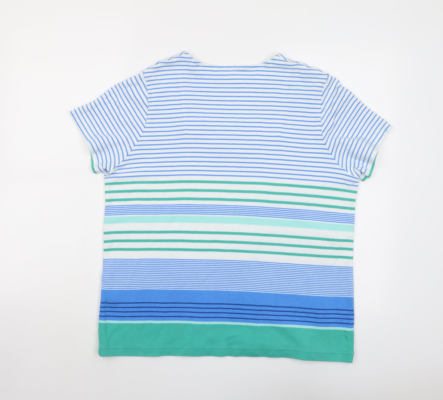 DASH Womens Multicoloured Striped Cotton Basic T-Shirt Size 20 Square Neck