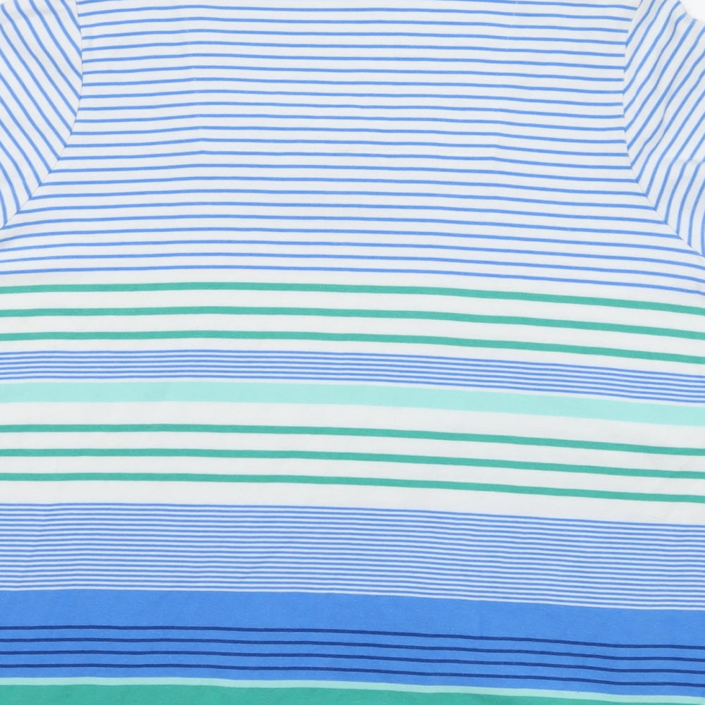 DASH Womens Multicoloured Striped Cotton Basic T-Shirt Size 20 Square Neck