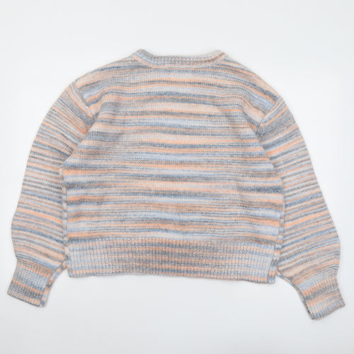 Marks and Spencer Womens Multicoloured Round Neck Striped Acrylic Pullover Jumper Size L