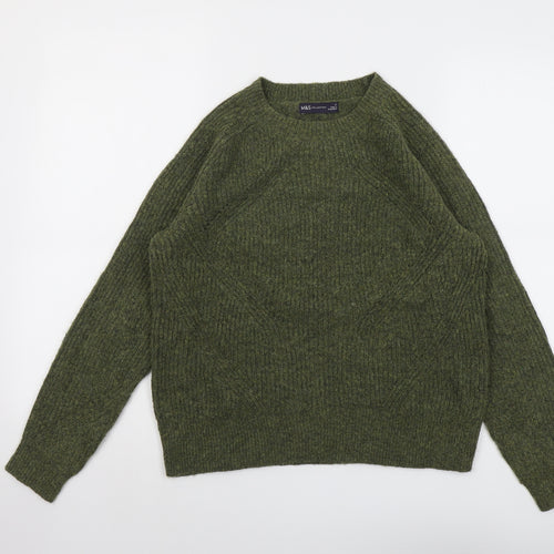 Marks and Spencer Womens Green Round Neck Acrylic Pullover Jumper Size S