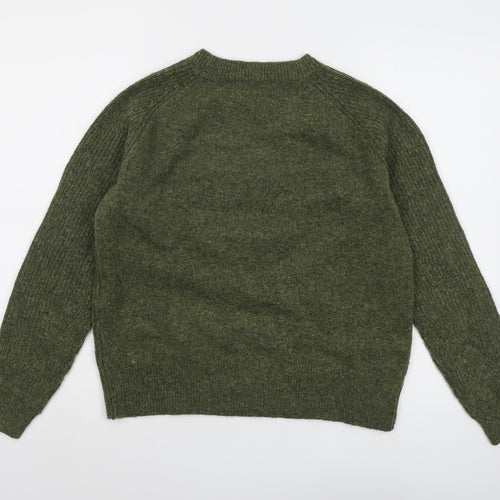 Marks and Spencer Womens Green Round Neck Acrylic Pullover Jumper Size S