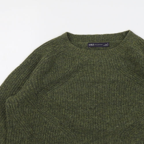 Marks and Spencer Womens Green Round Neck Acrylic Pullover Jumper Size S
