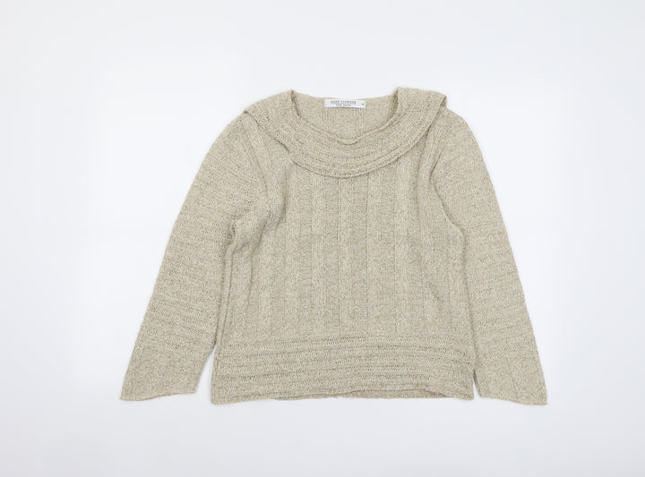 Anne Cramond Womens Beige Round Neck Acrylic Pullover Jumper Size S