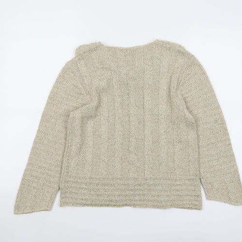Anne Cramond Womens Beige Round Neck Acrylic Pullover Jumper Size S