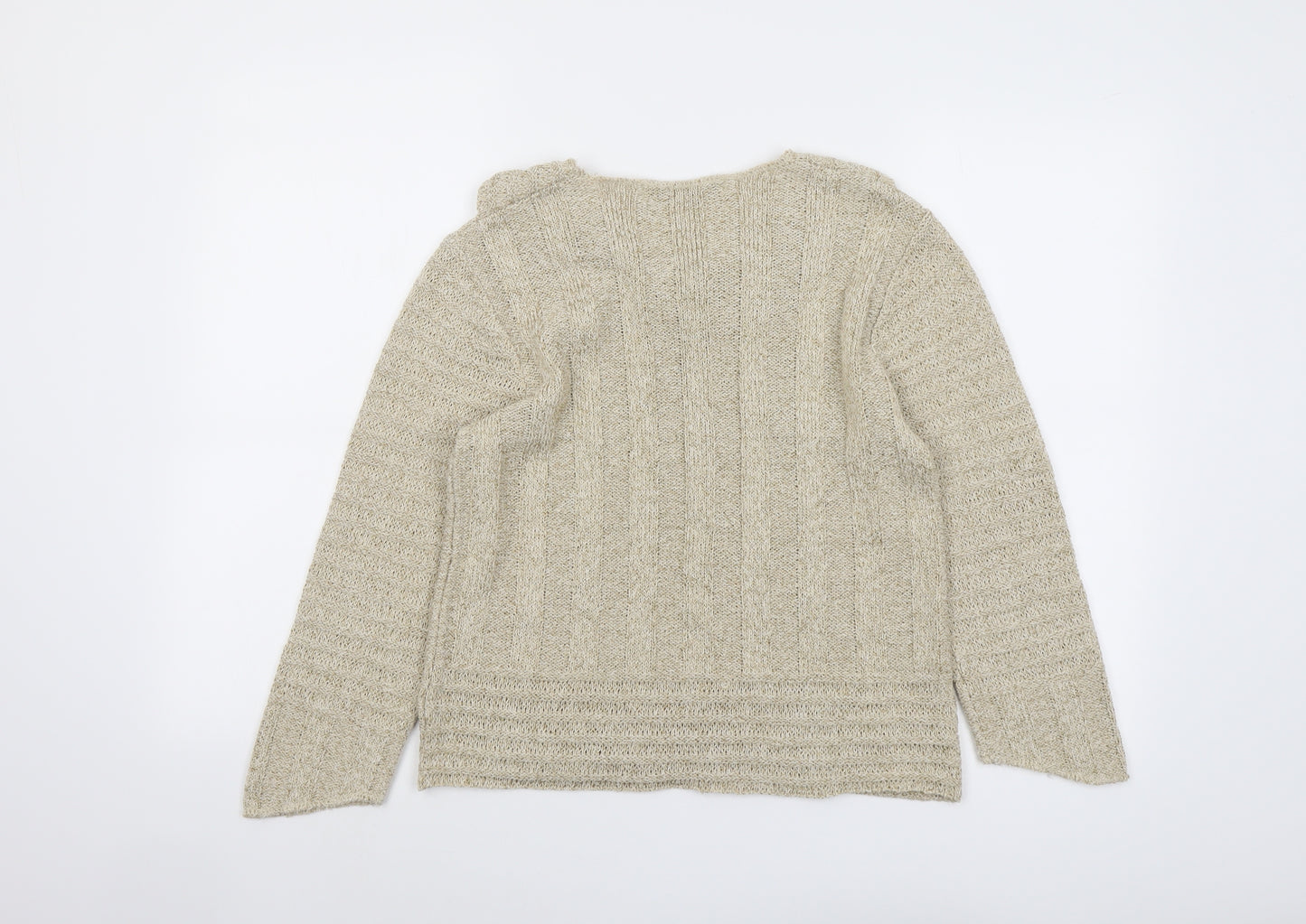 Anne Cramond Womens Beige Round Neck Acrylic Pullover Jumper Size S