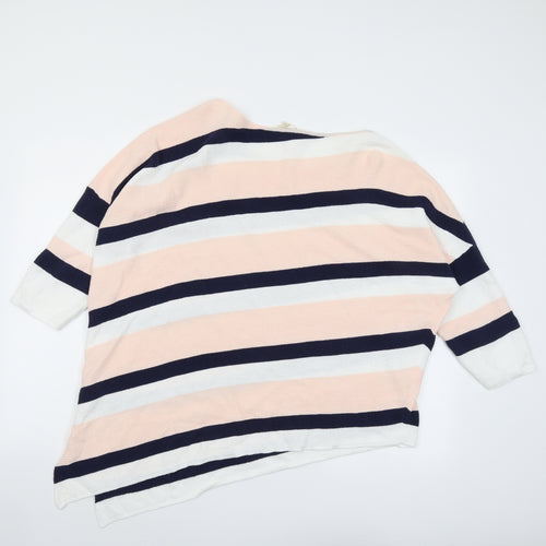 Phase Eight Womens Multicoloured Round Neck Striped Cotton Pullover Jumper Size L