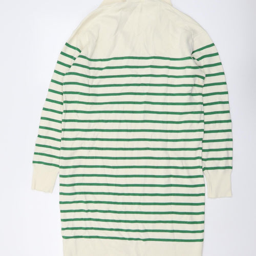 Uniqlo Womens Ivory Striped Cotton Jacket Dress Size S Collared Pullover