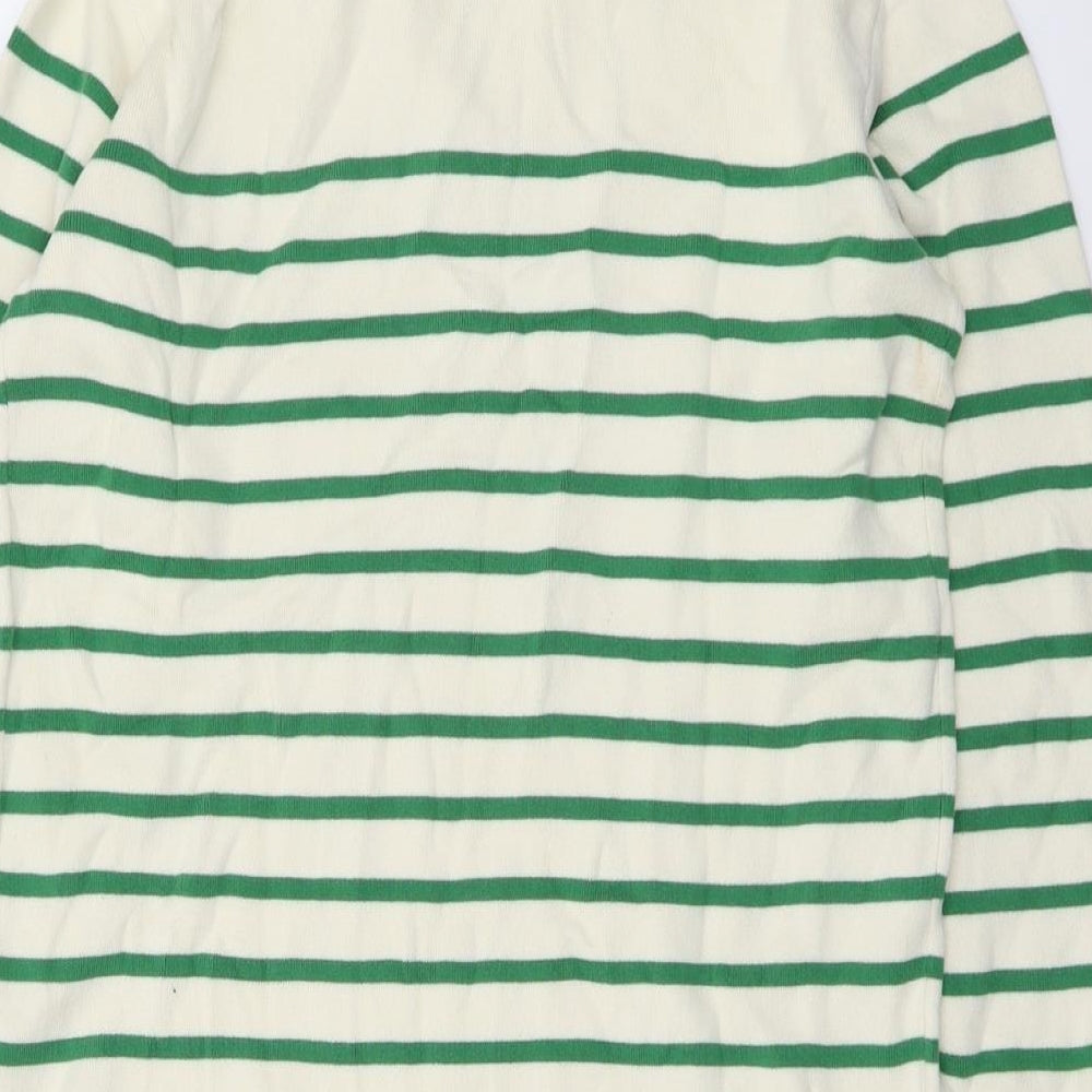 Uniqlo Womens Ivory Striped Cotton Jacket Dress Size S Collared Pullover