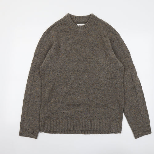 White Stuff Womens Brown Round Neck Wool Pullover Jumper Size S