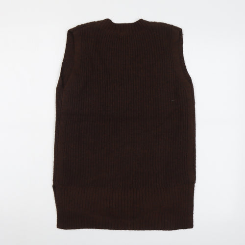 Marks and Spencer Womens Brown V-Neck Polyester Vest Jumper Size XS