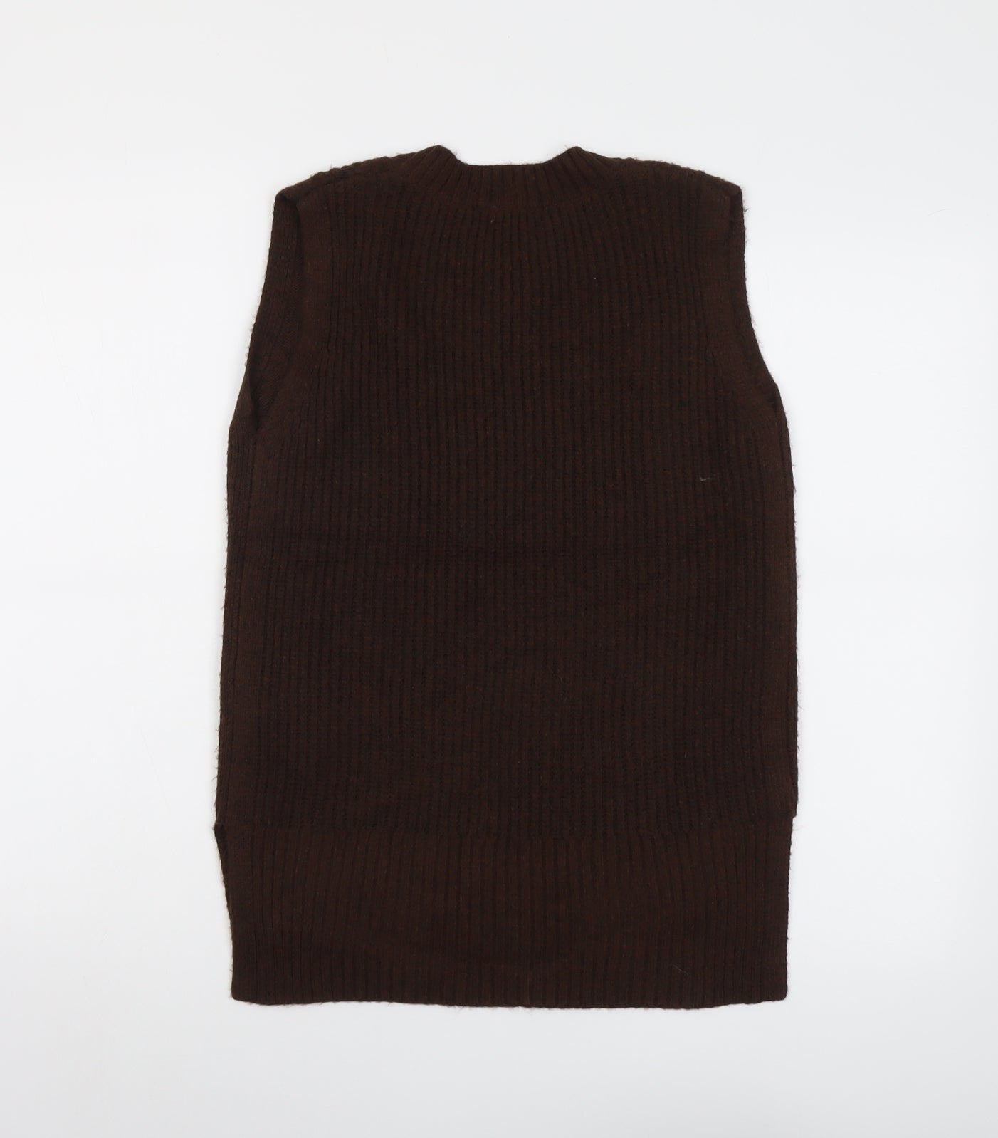 Marks and Spencer Womens Brown V-Neck Polyester Vest Jumper Size XS