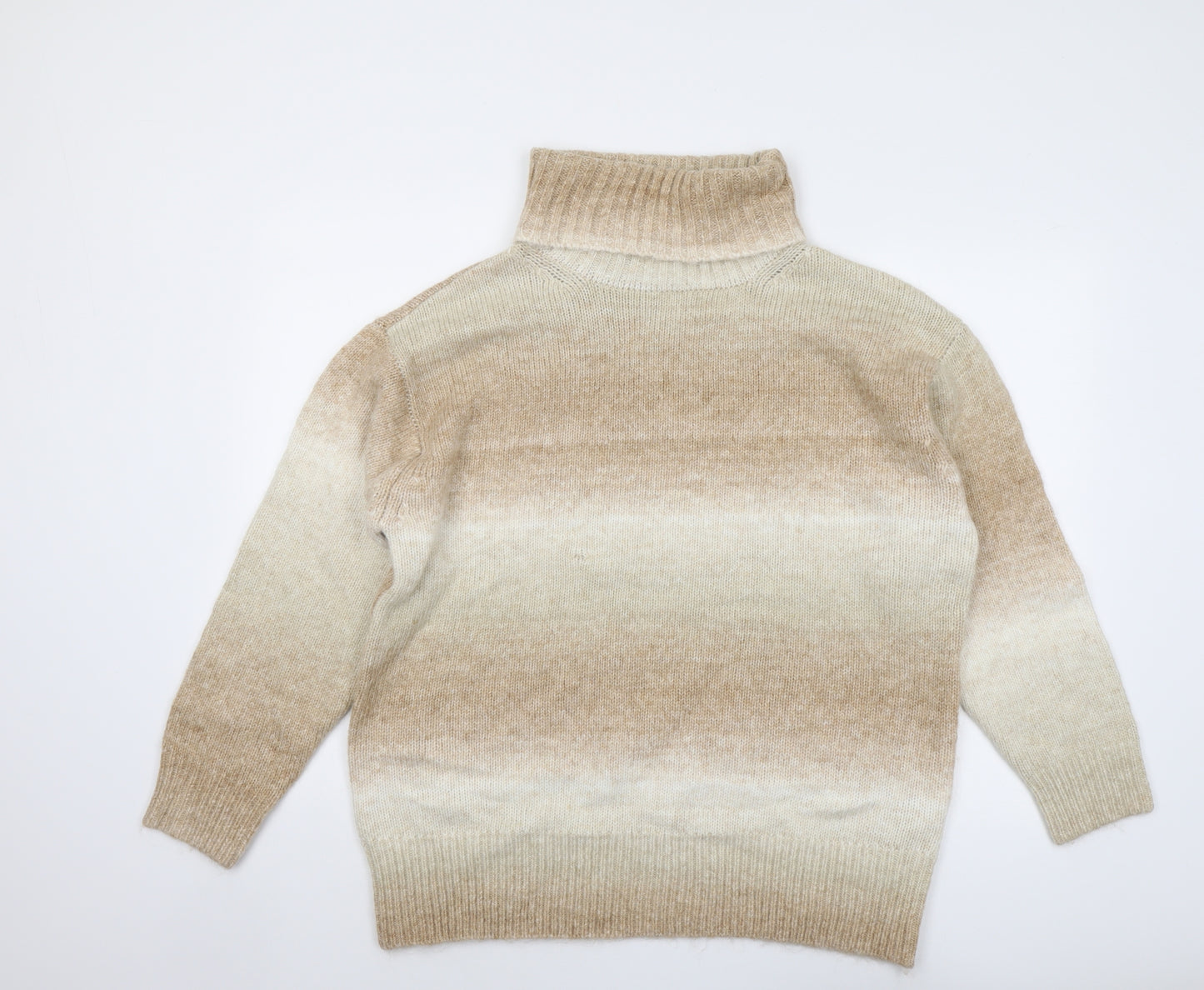 Marks and Spencer Womens Beige Roll Neck Acrylic Pullover Jumper Size L