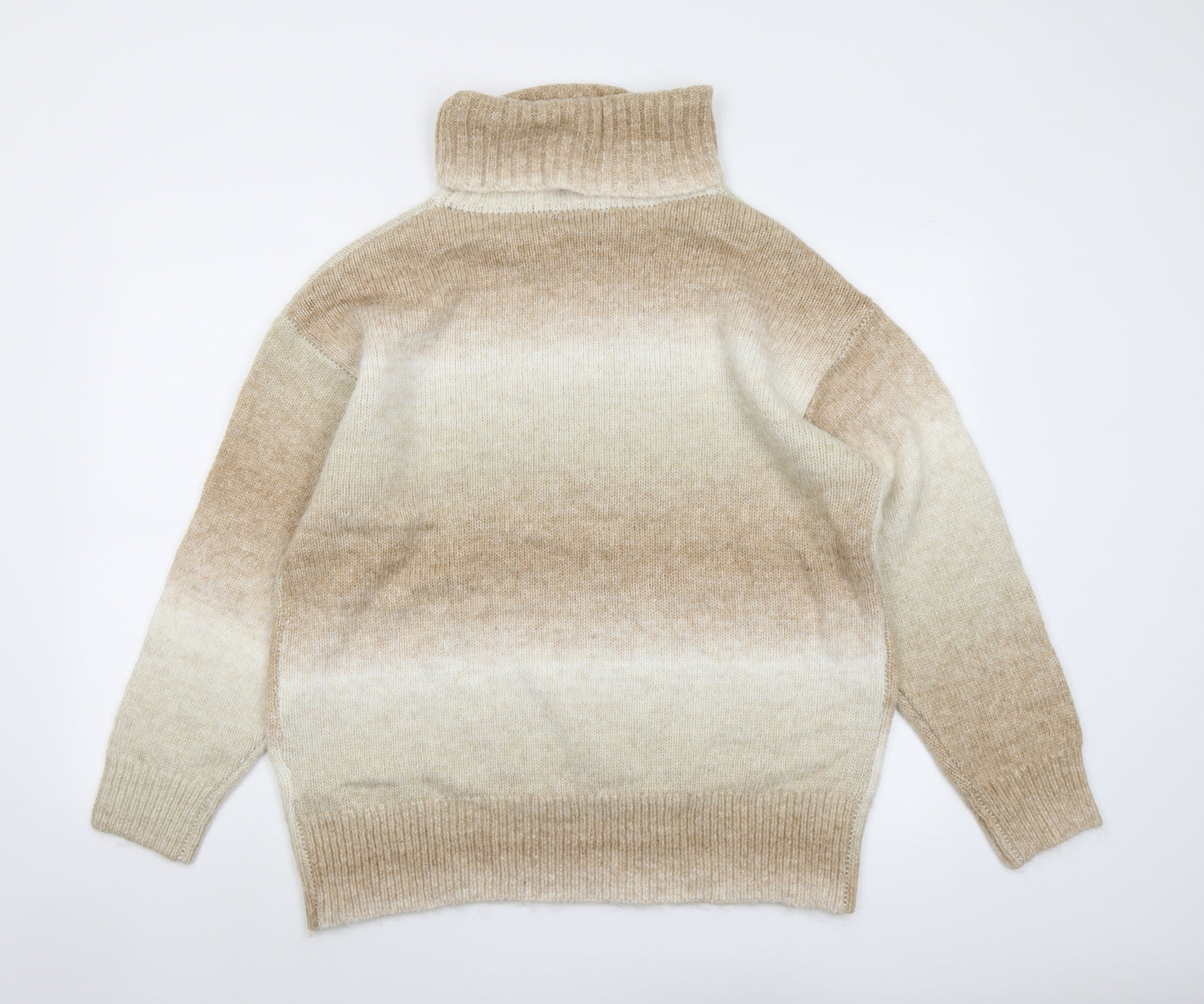 Marks and Spencer Womens Beige Roll Neck Acrylic Pullover Jumper Size L