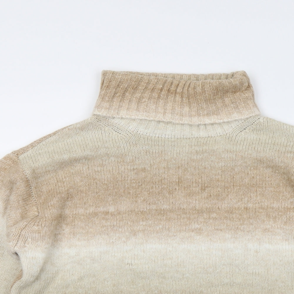 Marks and Spencer Womens Beige Roll Neck Acrylic Pullover Jumper Size L